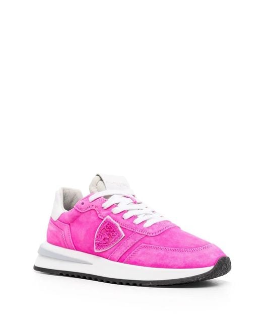 Philippe Model Pink Logo-Patch Sneakers