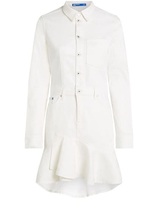 Karl Lagerfeld White Ruffled Denim Dress