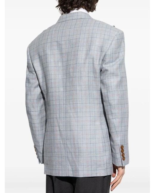 Vivienne Westwood Blue Checked Design Jacket With Peaked Lapels for men
