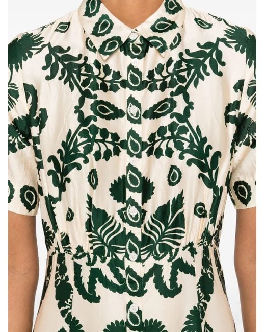 Sandro Maxi-Jurk Met Bladerprint in het Green