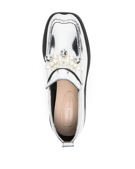 Simone Rocha White Heart Toe Platform Loafers