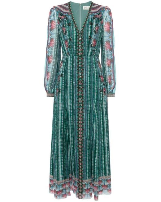 Robe longue Annabel B Saloni en coloris Green