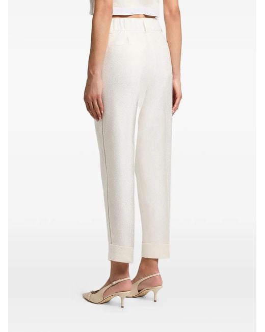 Peserico White Pantalon À Ourlet Retroussé
