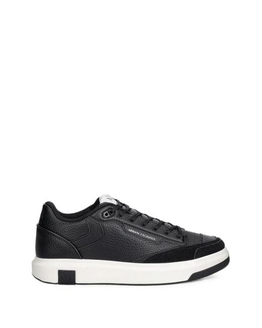 ARMANI EXCHANGE Black Pebbled Sneakers for men