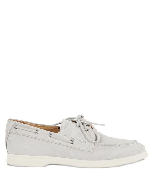 Tagliatore White Suede Boat Shoes for men