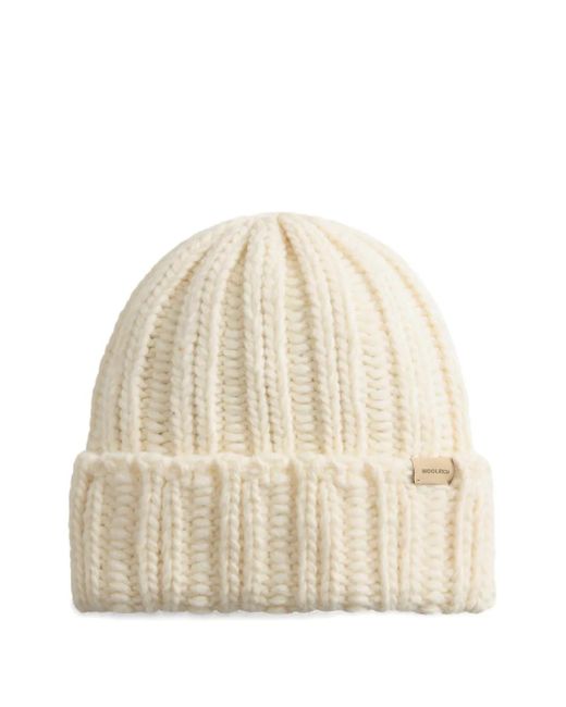 Woolrich Natural Gerippte Beanie