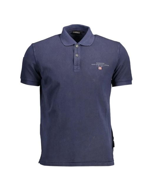Napapijri Blue Chest-Logo Polo Shirt for men