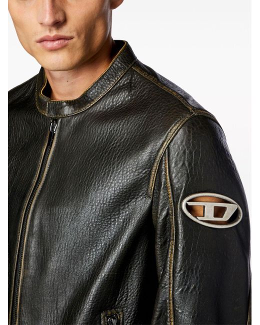 DIESEL Black L-cobbe Leather Jacket for men