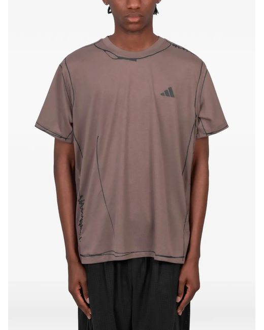 Adidas Gray T-Shirt À Logo Imprimé for men