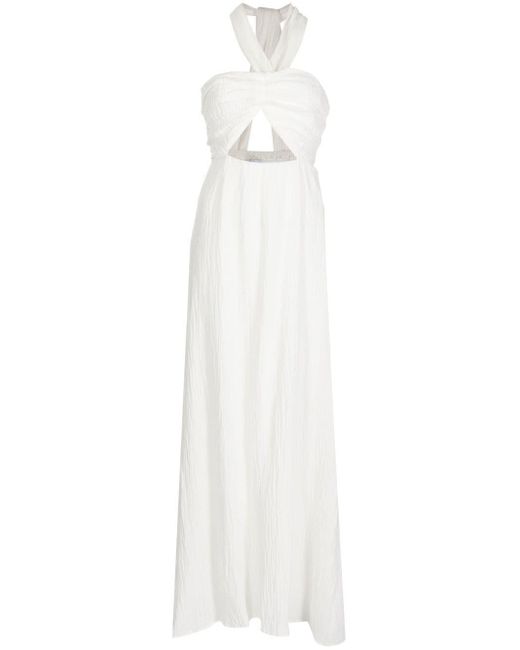 Faithfull The Brand Linen Halona Crossover Maxi Dress in White | Lyst UK