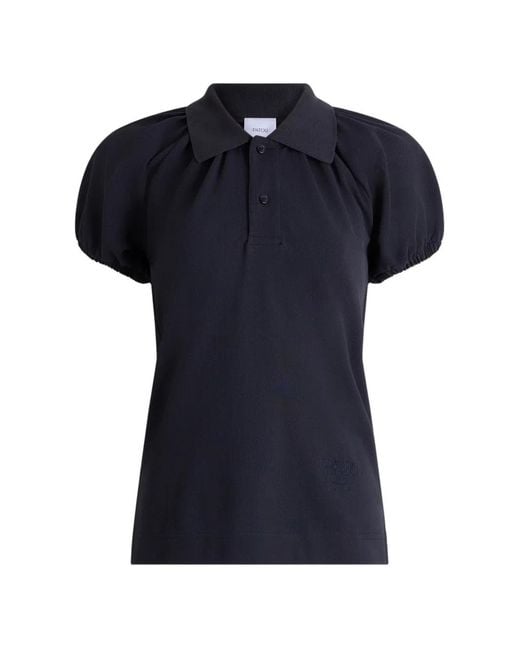 Patou Black Puff-Sleeve Organic-Cotton Polo Shirt