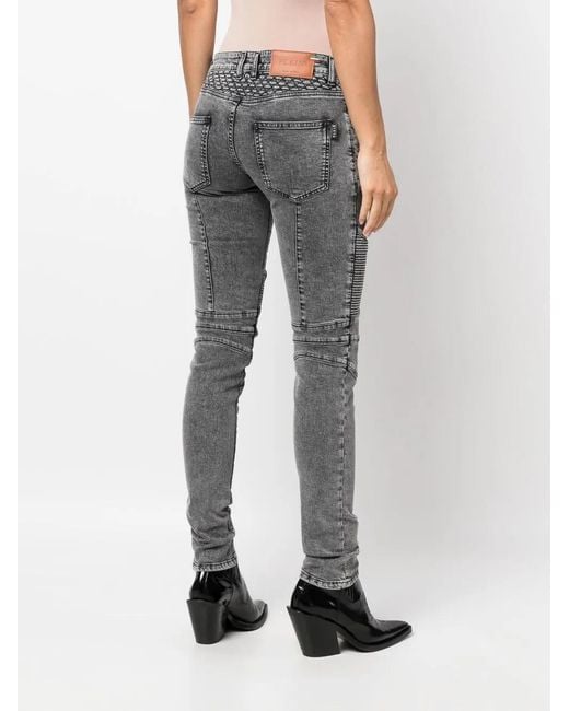 Philipp Plein Gray Bike Low-Rise Skinny Jeans