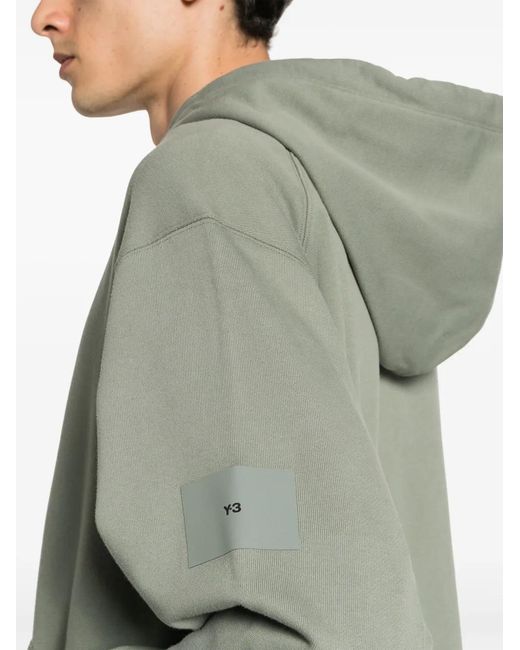 Y-3 Gray Zip-Up Organic Cotton Hoodie for men