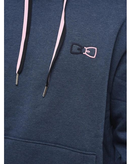 Eden Park Blue Logo-Embroidered Drawstring Hoodie for men