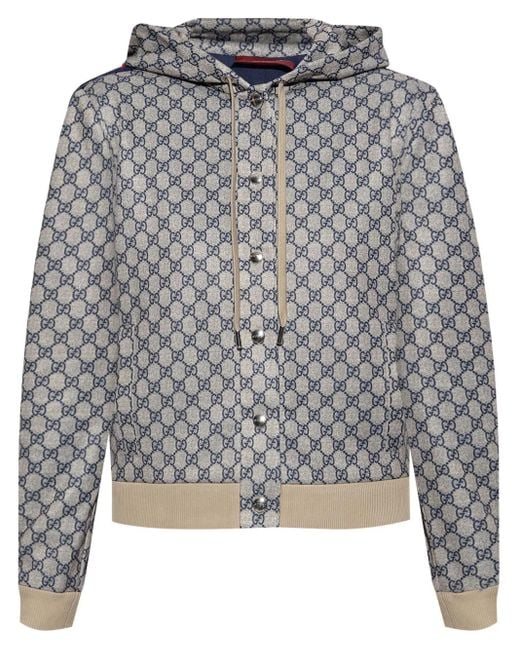 Gucci フーデッド モノグラム ジャケット Gray
