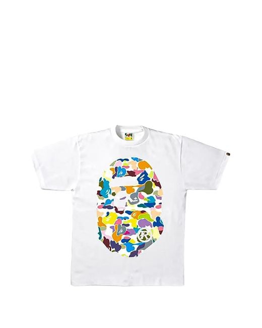 A Bathing Ape White Ape Head Camouflage-Print T-Shirt for men