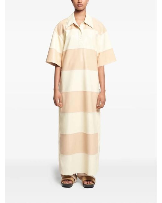 Nanushka Natural Stripped-Pattern Midi Dress