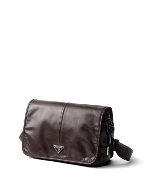 Prada Brown Leather Shoulder Bag for men