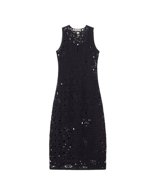 FRAME Blue Crochet-Knit Mini Dress