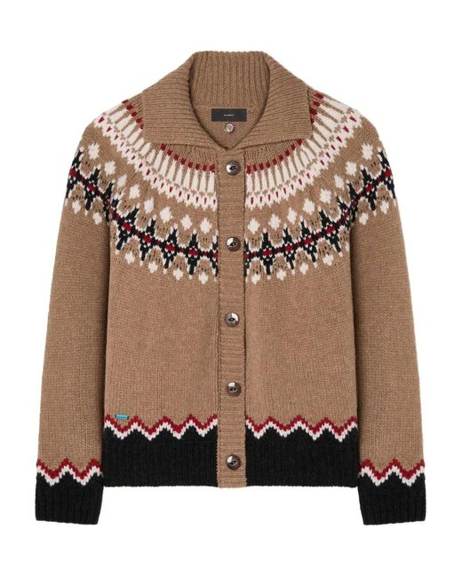 Alanui Brown Sweet Winter Fair-Isle Wool Cardigan