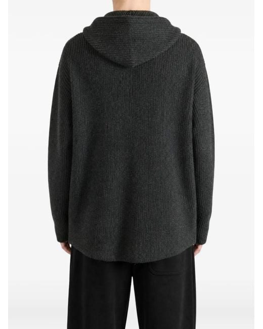 Uma Wang Gray Ribbed Zip-Up Hoodie for men