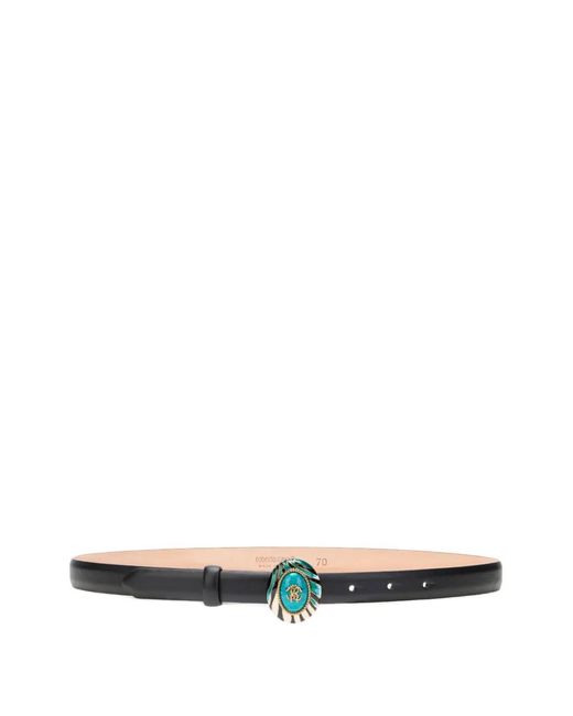 Roberto Cavalli White Leather Zebra-Print Buckle Belt