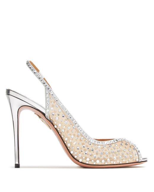 Aquazzura Metallic 105Mm Crystal Lover Sandals