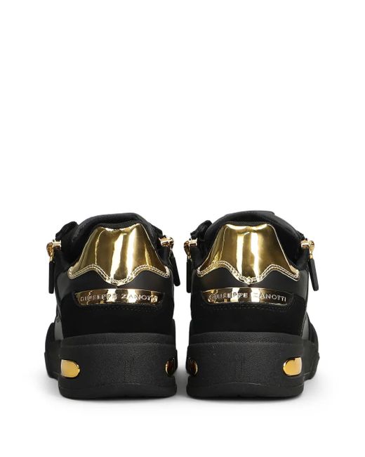 Giuseppe Zanotti Black Zip-Detail Leather Sneakers for men
