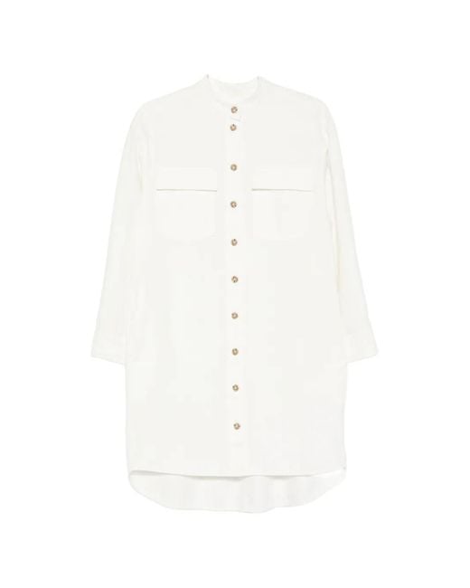Marc O' Polo White Button-Down Chest-Pocket Mini Dress
