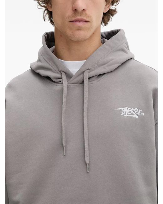 DIESEL Gray Hoodie -Macs-Hood-V2 À Logo Brodé for men