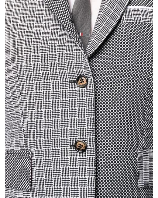 Thom Browne Gray Mix-Print Single-Breasted Blazer