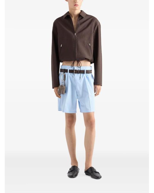 Prada Blue Poplin Shorts for men