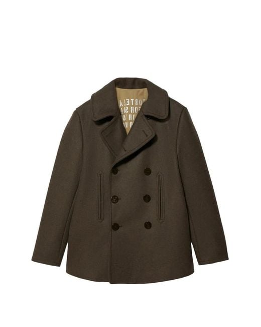 Fortela Brown Double-Breasted Wool Coat for men