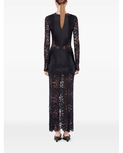 Rabanne Black Long-Sleeve Lace Maxi Dress