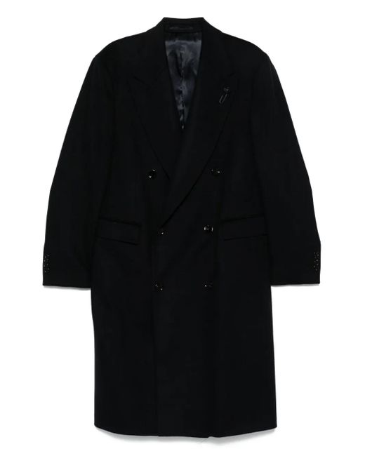 Lardini Black Double-Breasted Wool Coat for men