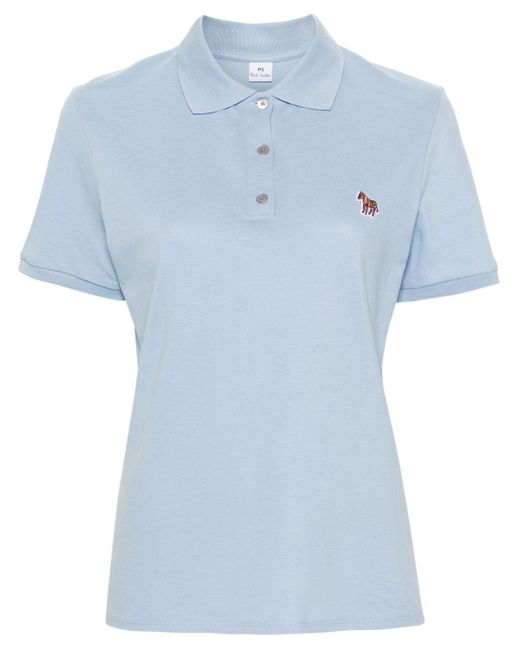 PS by Paul Smith Blue Zebra-logo Cotton Polo Shirt