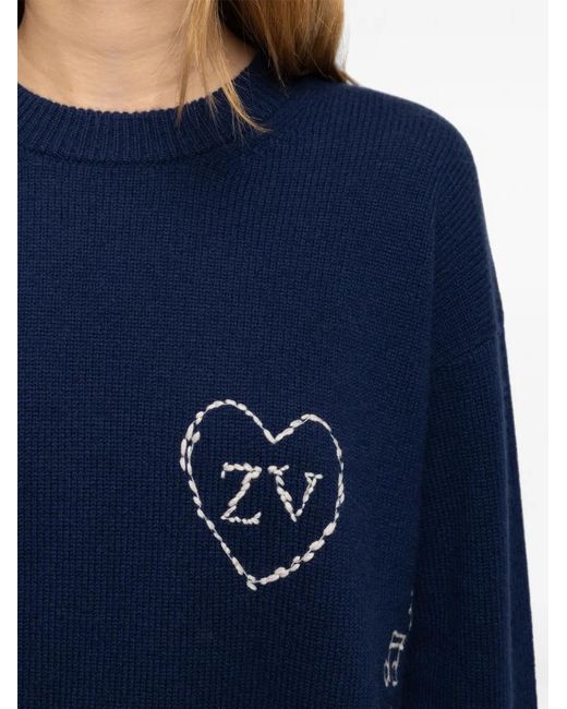 Zadig & Voltaire Blue Markuz Jumper 100% Cashmere