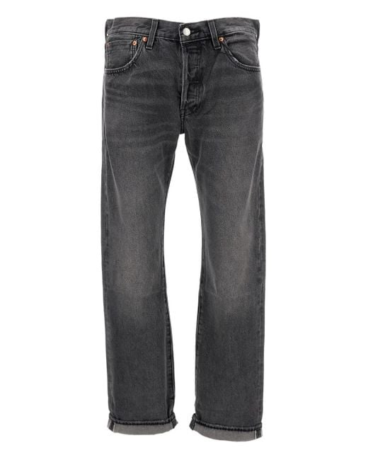 Levi's Gray 501 Selvedge Fice-Pocket Cotton Jeans for men