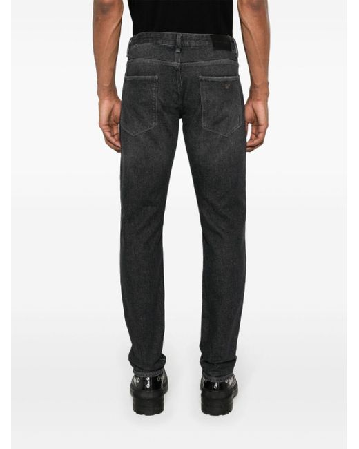 Emporio Armani Blue Slim-Fit Distressed Jeans for men