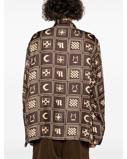 Camicia con stampa Kopjafa di Nanushka in Brown da Uomo