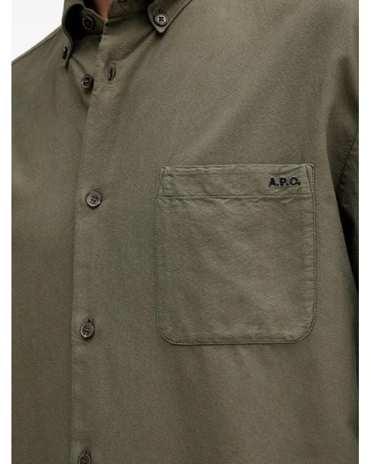 A.P.C. Gray Button-Down Pocket Shirt for men