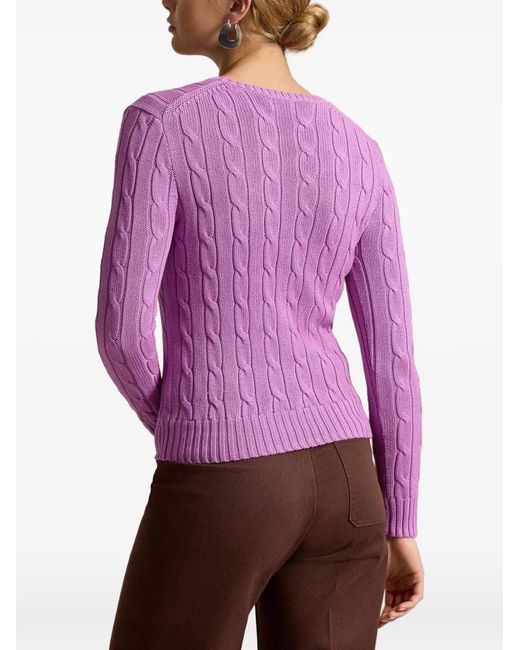 Polo Ralph Lauren Purple Cable-Knit Cotton Sweater