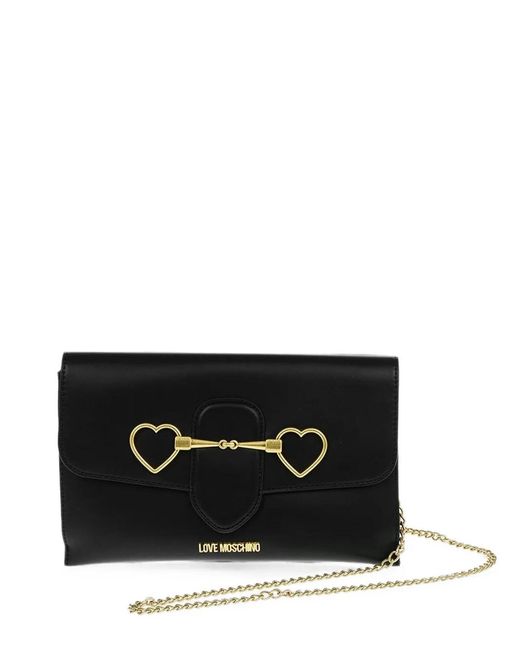 Love Moschino Black Heart-Motif Chain-Strap Shoulder Bag