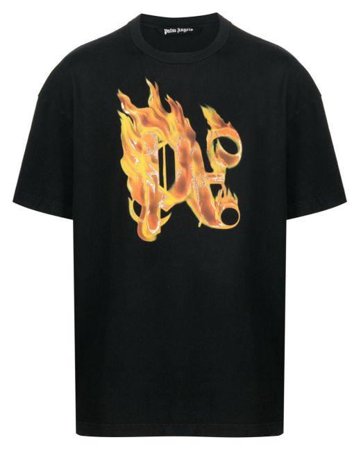 T-shirt en coton à monogramme Palm Angels pour homme en coloris Black