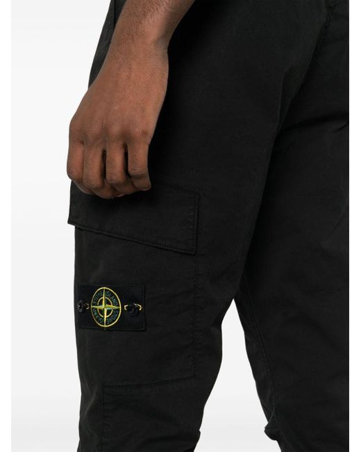 Pantalones ajustados con distintivo Compass Stone Island de hombre de color Black