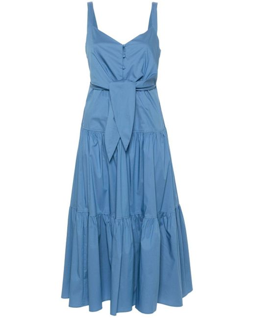Lauren by Ralph Lauren Gelaagde Maxi-jurk in het Blue
