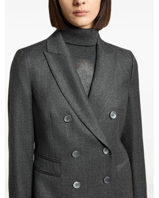 Peserico Black Double-Breasted Peaked-Lapels Jacket