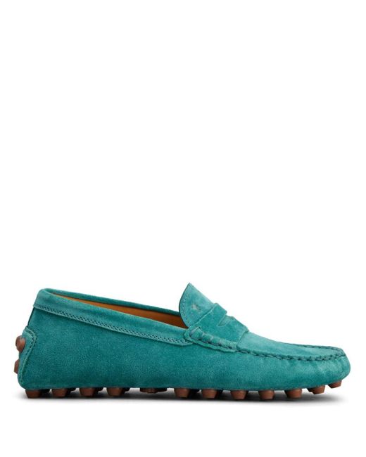 Tod's Green Gommino Penny-slot Suede Loafers