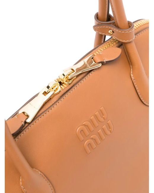 Miu Miu ロゴエンボス ハンドバッグ Natural