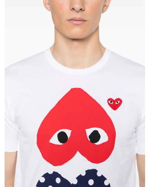 COMME DES GARÇONS PLAY White Heart-Print T-Shirt
